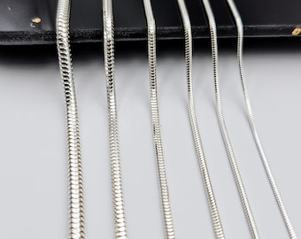 Silver chain necklace, 925 Sterling silver snake chain, Chain for women, Choker silver chain, Round snake chain