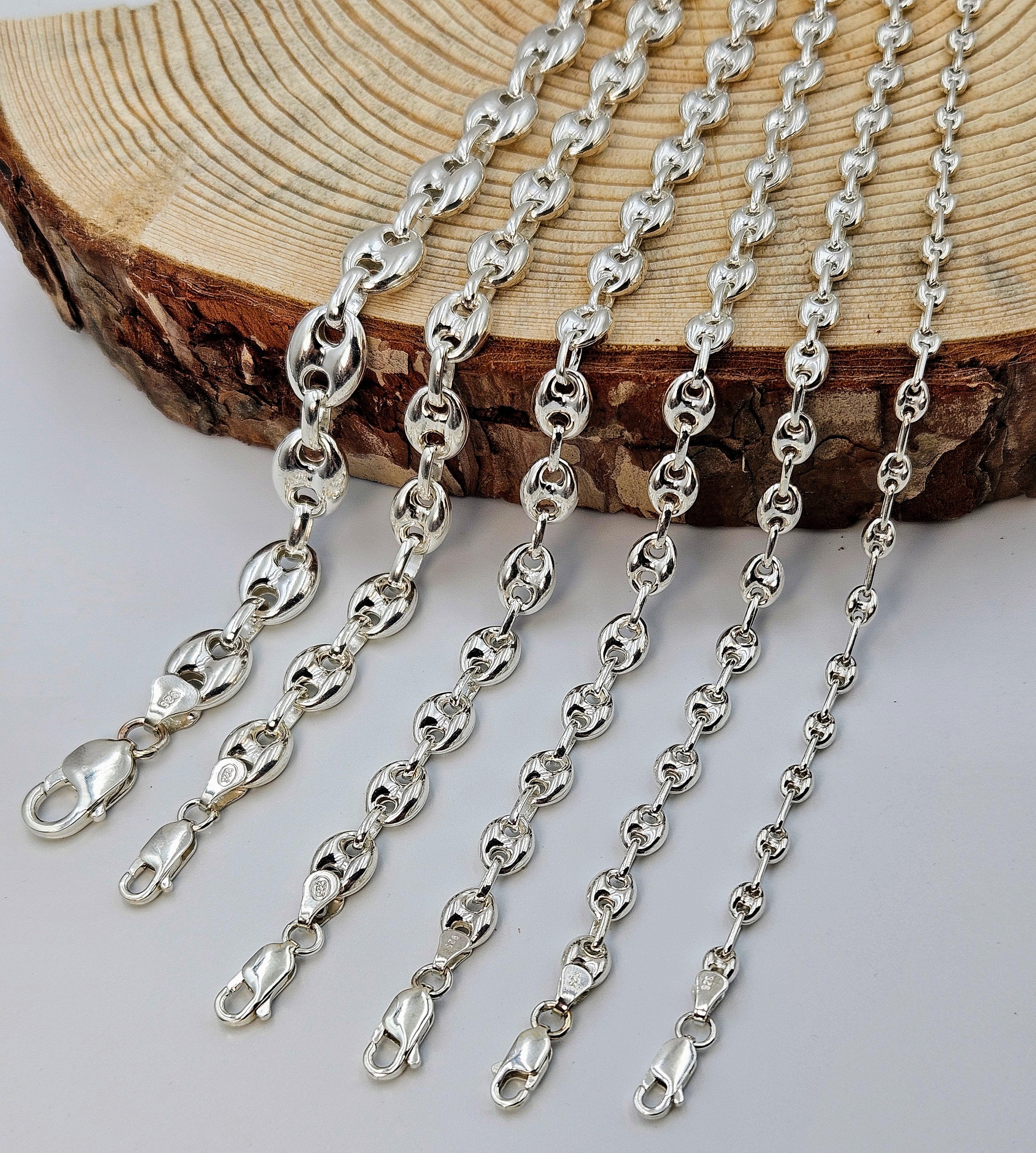 925 Sterling Silver Puffy Mariner Chain Necklace: Lobster Clasp - Etsy