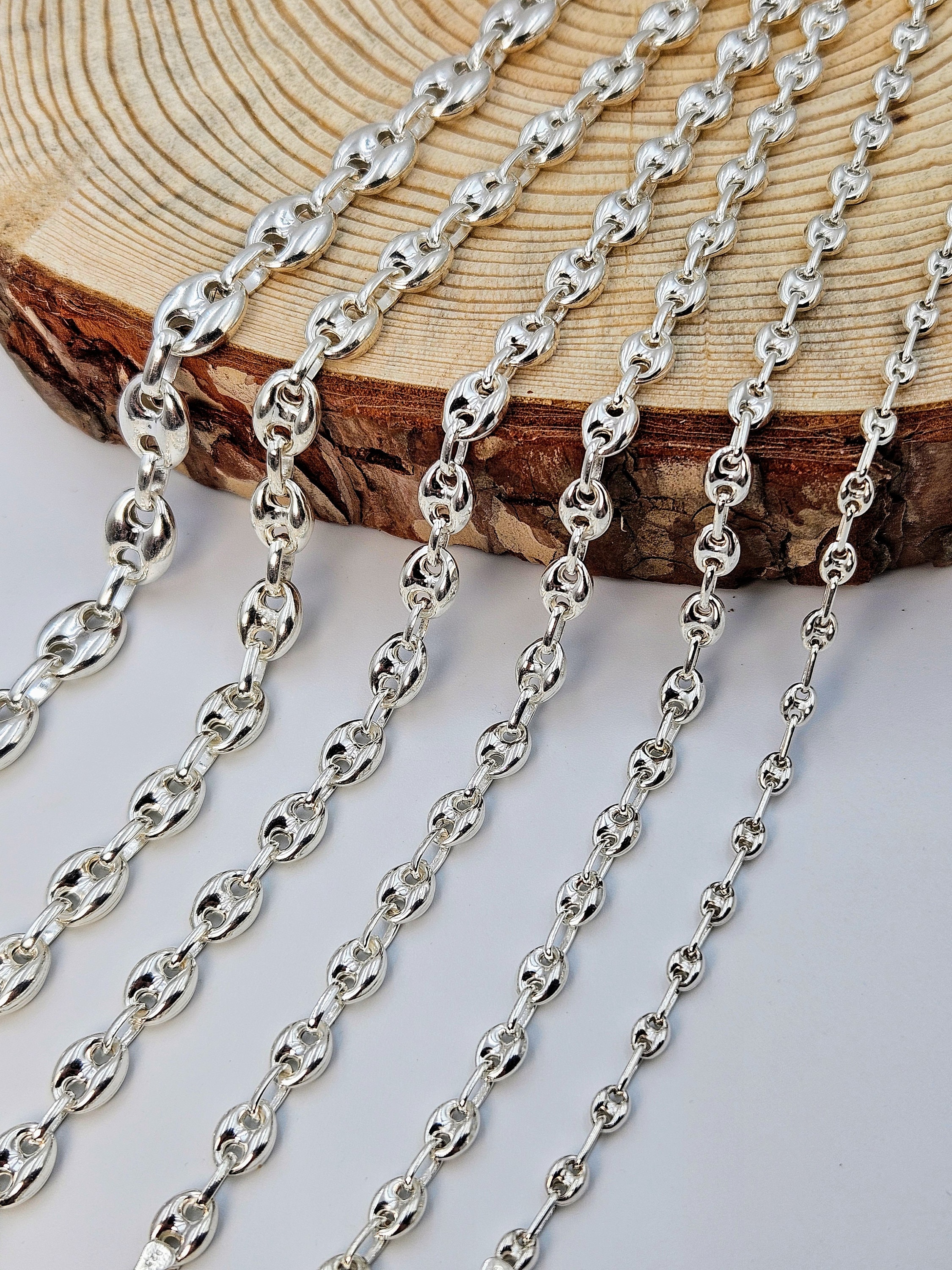925 Sterling Silver Puffy Mariner Chain Necklace: Lobster Clasp - Etsy
