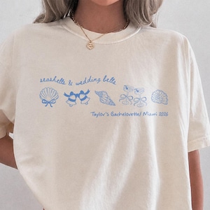 Personalized Bachelorette Party Seashells and Wedding Bells, Bachelorette Shirt, Custom Beach Bachelorette, Coastal Tee, Beach Party Shirt