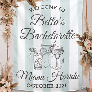 Custom Bachelorette Banner, Personalized Bachelorette Party Tapestry, Beach Bachelorette Photo Backdrop, Coastal Bachelorette Party Decor