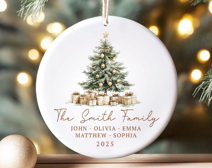 Family Christmas Tree Ornament, Personalized Family Name Christmas Tree Decoration, Custom First Christmas As A Family Keepsake, Family Gift