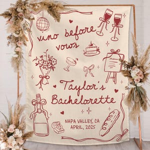 Wine Bachelorette Banner For Vineyard Bach Party Welcome Sign Napa Valley Bachelorette Tapestry Winery Bachelorette Decor Vino Before Vows