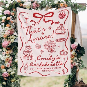 Personalized That&#39;s Amore Tapestry, Italian Pizza Bridal Shower Banner Decor, Italian Themed Bachelorette Party Photo Backdrop