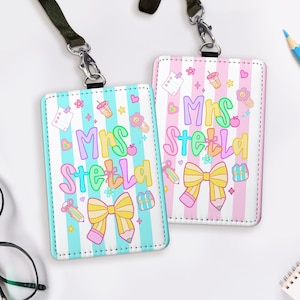 Composition Coquette Teacher ID Badge Holder, Back To School Gift for Teacher, Custom ID Holder, Lanyard Accessories, Teacher Appreciation
