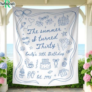 The Summer I Turned Birthday Banner Decor, Any Age Custom Birthday Backdrop, The Summer I Turned Party, The Summer Beach Pary Decorations