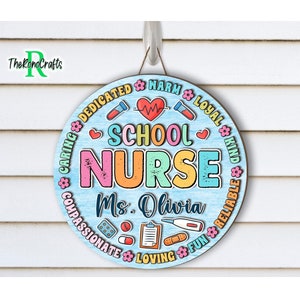 Personalized School Nurse Door Sign, Custom School Nurse Gift, School Nurse Door Hanger, School Nurse Sign, Health Room Decor, RN Teacher
