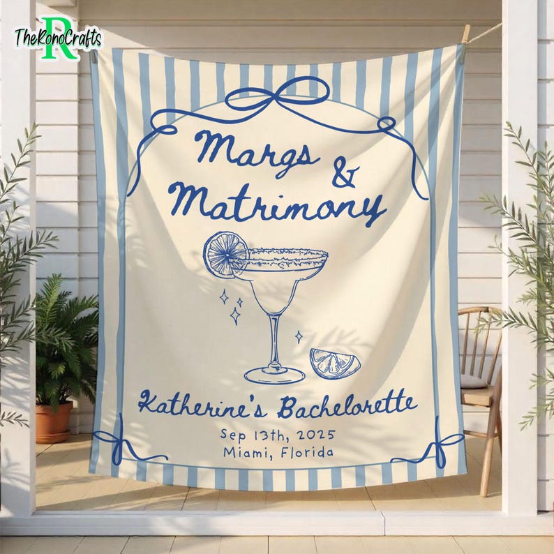 Margs and Matrimony Bachelorette Party Tapestry, Margaritas and ...