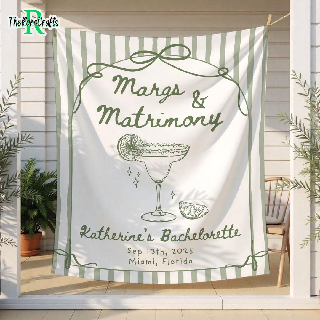 Margs and Matrimony Bachelorette Party Tapestry, Margaritas and ...