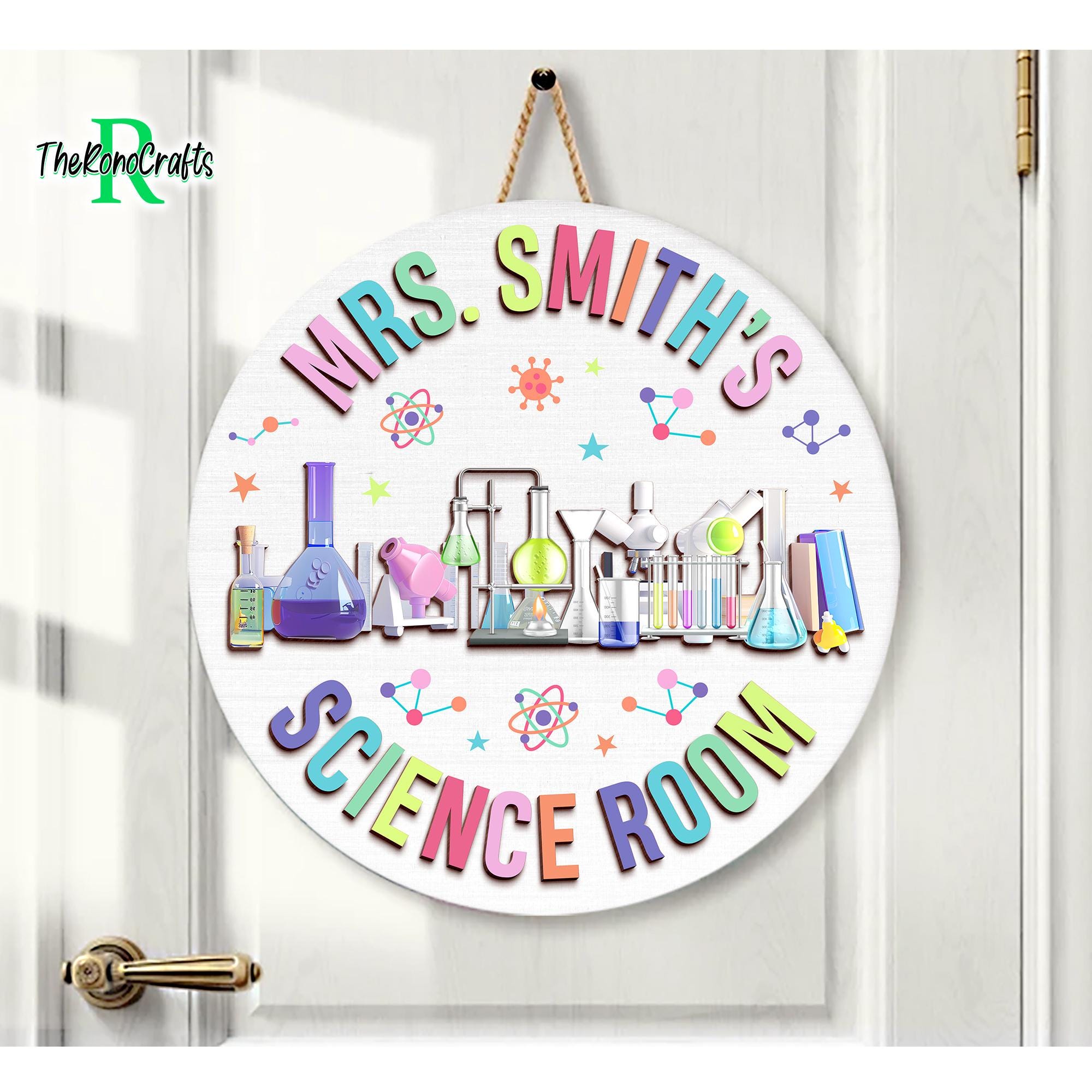 Hanging Card Science Custom Science Teacher 3D Hanging Door Sign, Personalized Teacher Name ...
