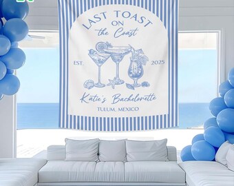 Custom Beach Bachelorette Tapestry, Bachelorette Party Backdrop, Coastal Bachelorette Party Banner, Toast on the Coast Photo Backdrop