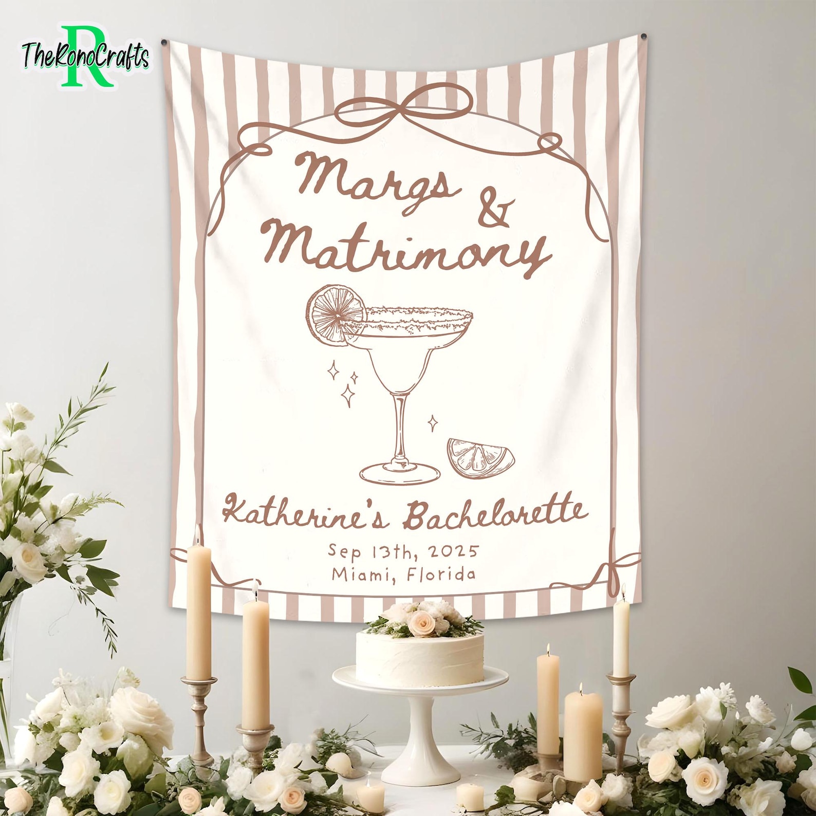 Margs and Matrimony Bachelorette Party Tapestry, Margaritas and ...
