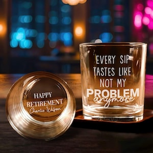 Retirement Gifts For Men, Engraved Retirement Whiskey Glass Gift, Retirement Wine Glass, Dad Retirement Cocktail Glass, Funny Coworker Gift