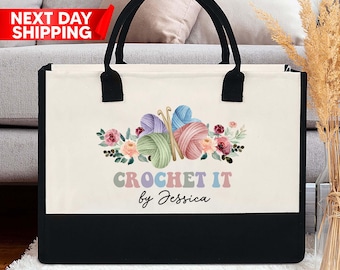 Personalized Knitting Tote Bag, Crochet Tote Bag, Gift For Mom, Grandma Bag 2025, Crochet Gift, Knitting Gift, Tote Bag Mothers Day Gifts