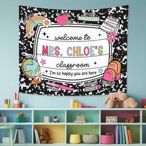 Custom Teacher Tapestry, Welcome Classroom Tapestry, Teachers Name Gift Classroom Banner, Teacher Appreciation Gift, Teacher Classroom Decor