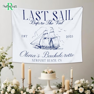 Last Sail Before The Veil Bachelorette Party Tapestry, Bachelorette Party Decor, Bachelorette Banner, Boating Bridal Shower Photo Backdrop