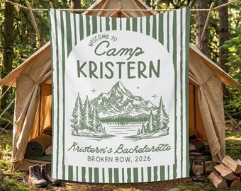 Custom Camp Bach Banner, Camping Bachelorette Sign Decor, Camp Birthday Party Welcome Signs Bridal Shower