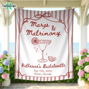 Margs and Matrimony Bachelorette Party Tapestry, Margaritas and ...