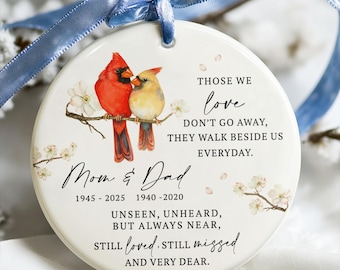 Cardinal Memorial Ornament,Custom Cardinal Christmas Ornament,Red Cardinal Ornament,Sympathy Gift Loss of Father Mother,Remembrance Ornament