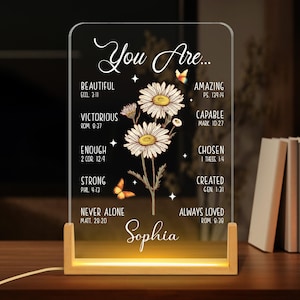 Personalized Bible Verse LED light, Custom Faith Christian Birthday Gift for Her, Christian Home Decor,Faith Based Decor,Religious LED Light