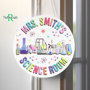 Custom Science Teacher 3D Hanging Door Sign, Personalized Teacher Name Sign, Science Lab Hanging Sign Room Decor, Science Classroom Decor