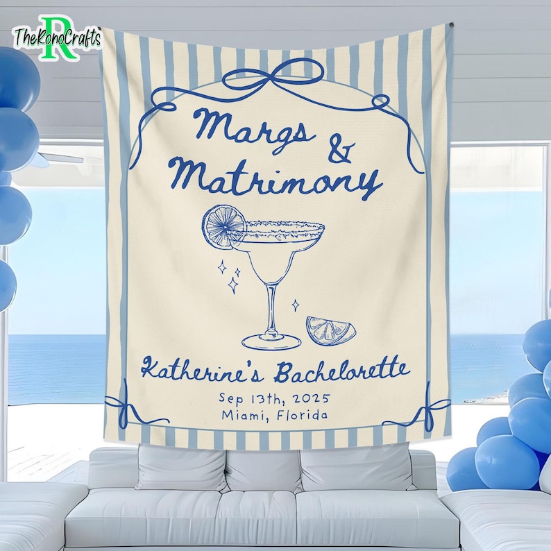Margs and Matrimony Bachelorette Party Tapestry, Margaritas and ...