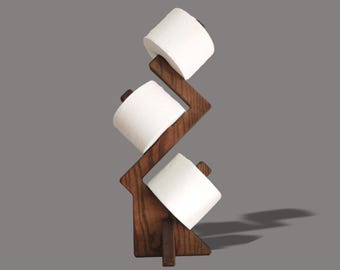 Original toilet paper holder, Wooden shelf for storing several rolls, Modern Floor Stand for Bathroom Toilet, Free Standing Toilet Pape