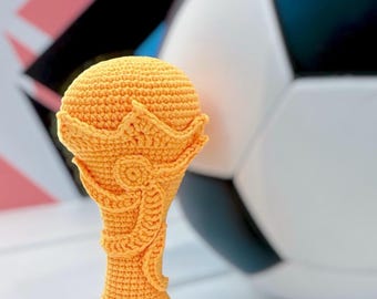 Handmade Crochet FIFA World Cup Trophy Plush | Soccer Fan Gift Amigurumi | Custom Football Championship