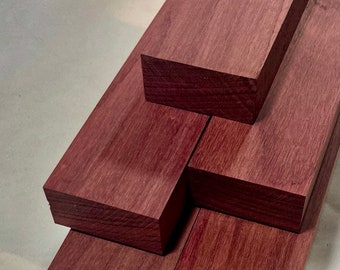 Purpleheart Wood Strips 4/4 (1&quot; Thick) Finished 4 Sides, 2&quot; x 24&quot;, 2 PCS Pack – Durable Hardwood Craft Lumber, DIY, Cutting board.