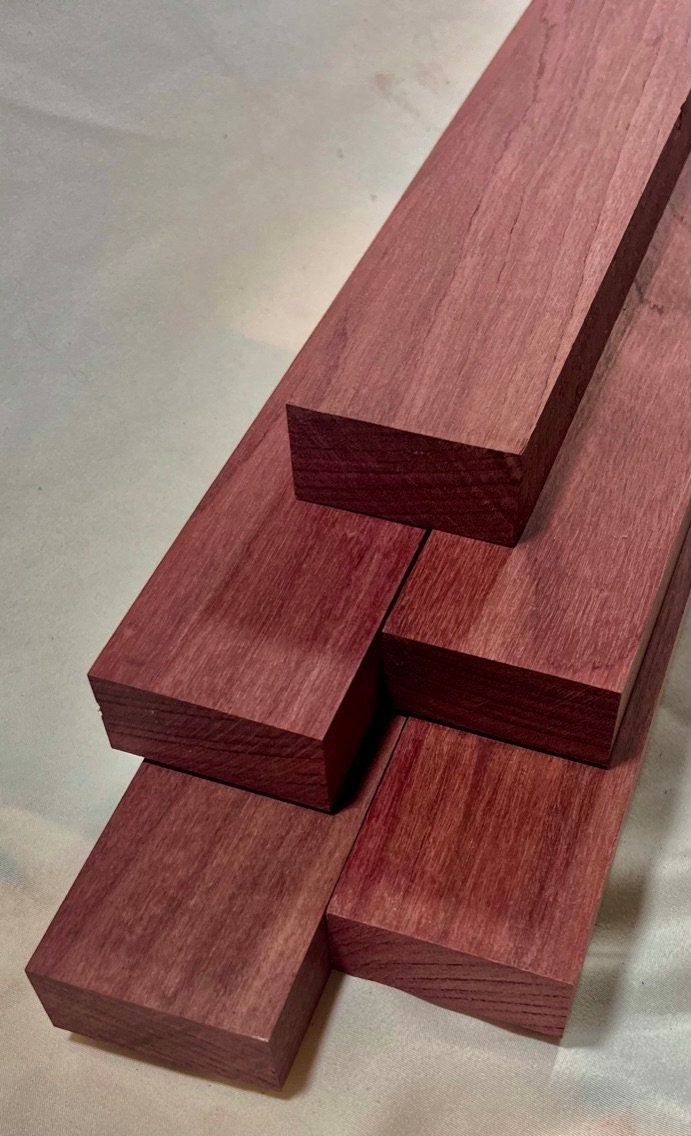 Purpleheart Wood Strips 4/4 (1" Thick) 2" x 16" Finished Hardwood Lumber for Crafts, DIY, 2 PCS/Pack - Multiple Pack Options, cutting boards