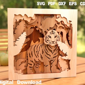 Tiger Multilayer Picture Laser SVG, Glowforge