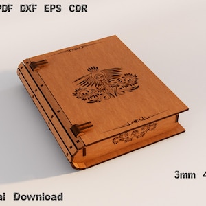 Book Box Laser Cut Svg Files, Wood Gift Book Box