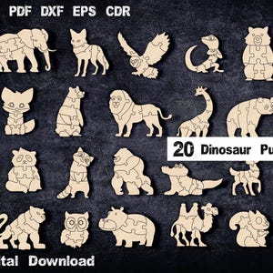 Wilde Tiere svg Laser, Holzpuzzle Jungle Tier svg