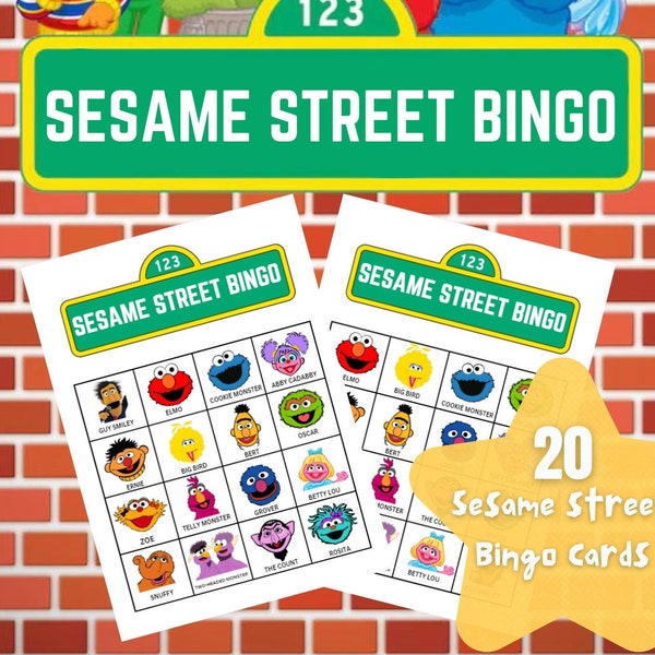 Jeu de bingo Sesame Street, Sesame Street Birthday Bingo, Téléchargement instantané, Bingo à thème Elmo, Téléchargement instantané imprimable, Jeux pour enfants