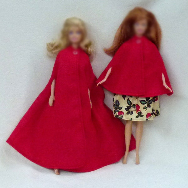 11.5" Fashion Doll Cape  long medium or short choose a color