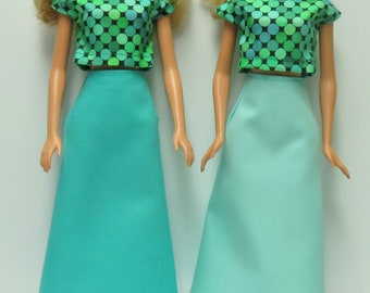 Crop top and Midi wrap skirt fits 11.5" dolls