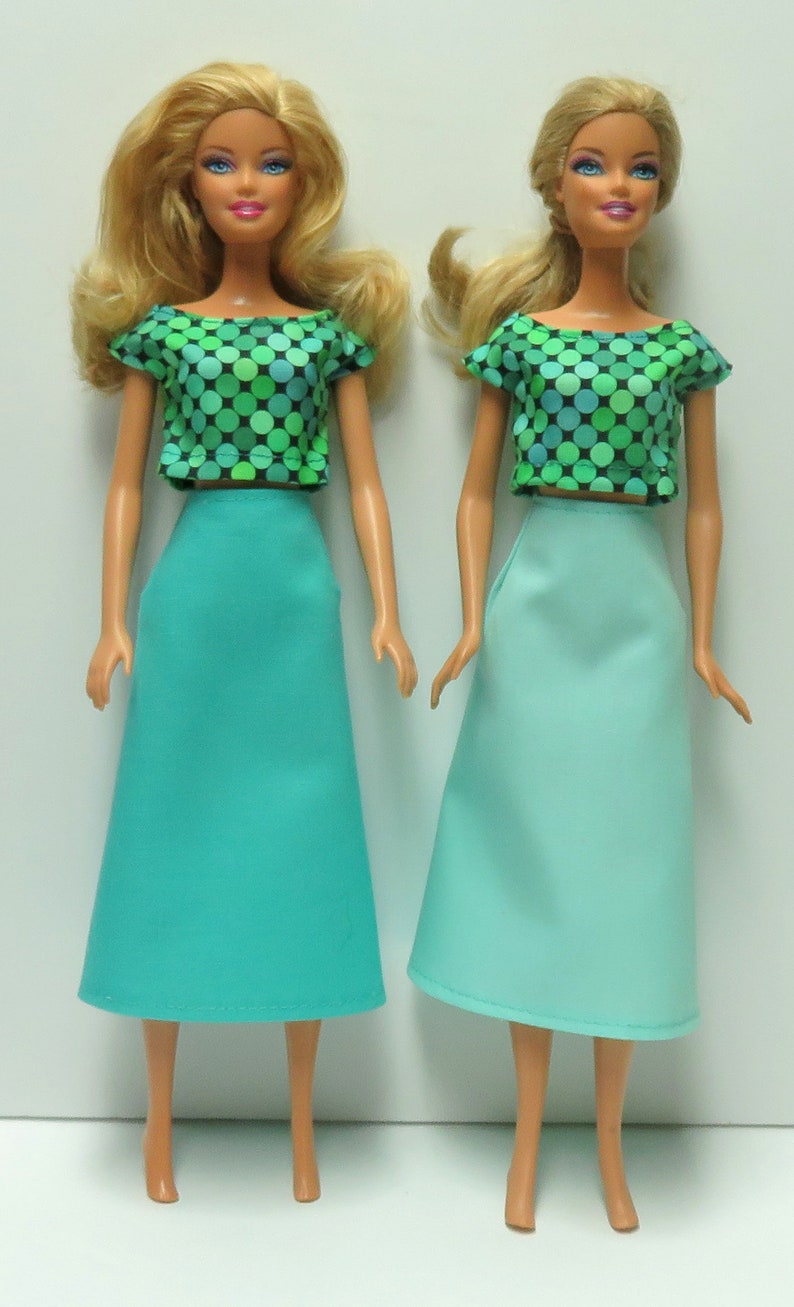 Crop top and Midi wrap skirt fits 11.5 dolls image 1