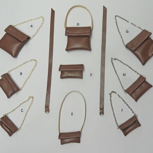 11.5" Fashion Doll Geldbörsen und Gürtel - die braune Kunstleder Kollektion