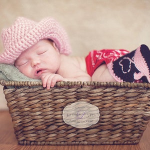 Crocheted Pink Baby Booties Cowgirl Boots choose a size image 2