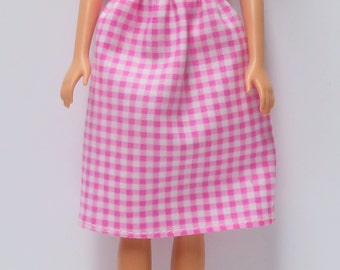 Pink Gingham 11.5" Fashion Doll Dress Handmade - choose a body style