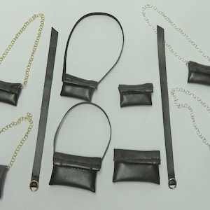 11.5" Fashion Doll Geldbörsen Handtaschen Gürtel - die schwarze Kunstleder Kollektion