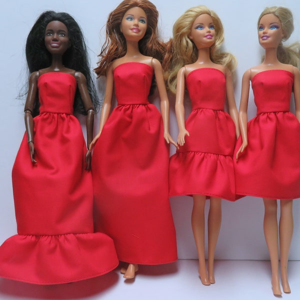 Fashion doll dresses for you to decorate these fit 11.5" dolls - the RED collection