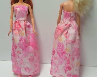 Hearts long dress and shoes for 11.5" fashion dolls