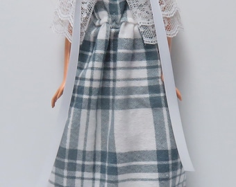Fashion Doll Flannel Nightgown and lace shoulder wrap