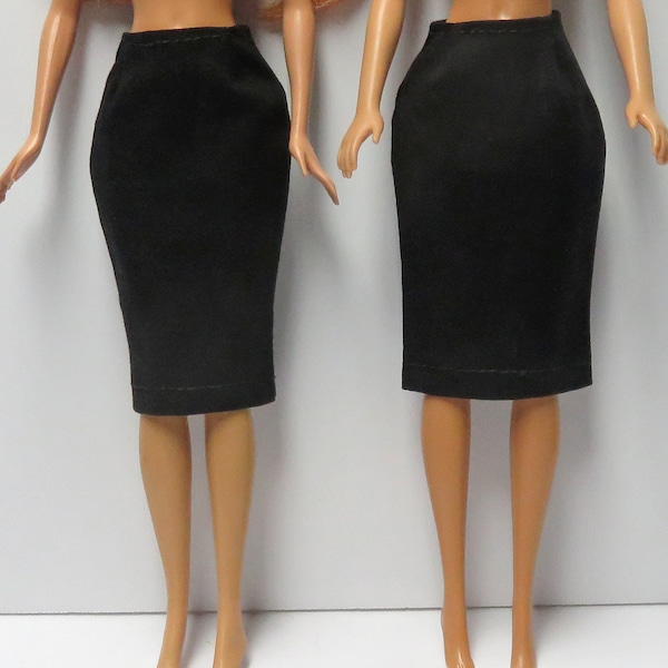 Pencil Skirt with or without slit for 11.5" fashion dolls - black