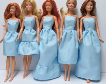 Fashion doll dresses for you to decorate these fit 11.5" dolls - the LIGHT BLUE collection