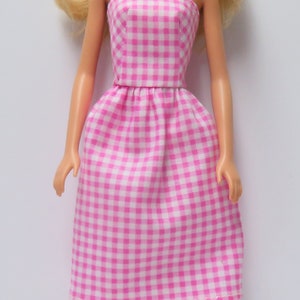 Pink Gingham 11.5" Fashion Doll Dress Handmade - choose a body style