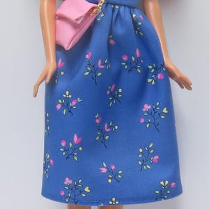 11.5" Fashion Doll Kleid Handmade - blau mit Geldbörse