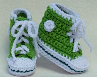 Crocheted Baby Booties Baby High Tops Baby Chucks you choose size and embellishment