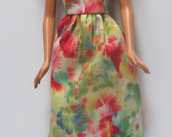 Summer colors 11.5" Fashion Doll Dress Handmade - floral